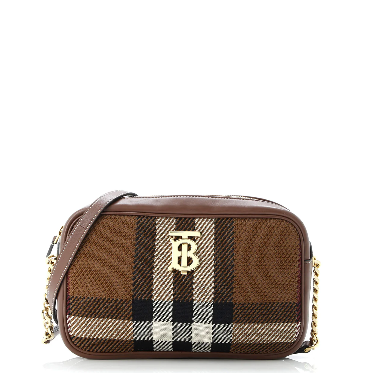 Lola Camera Bag House Check Canvas and Leather Small - Deep Luxury