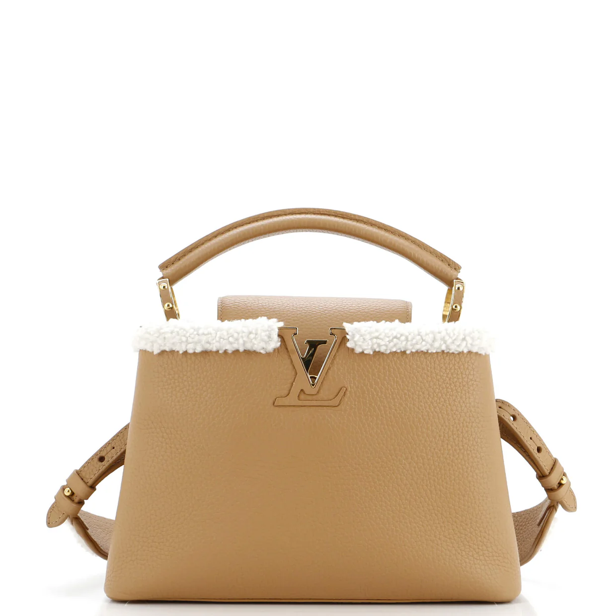 Capucines Bag Leather with Shearling BB - Deep Luxury