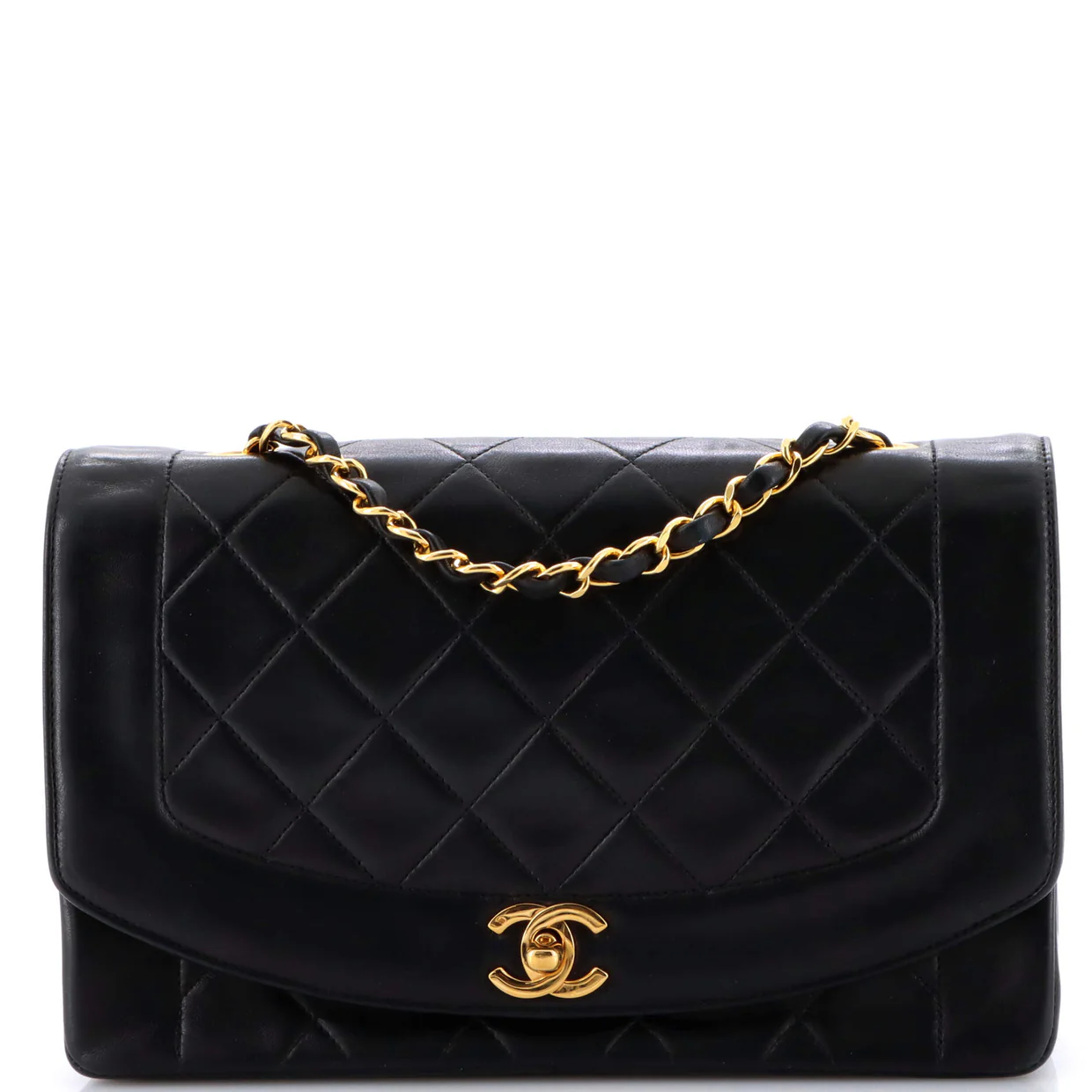 Vintage Diana Flap Bag Quilted Lambskin Medium - Deep Luxury