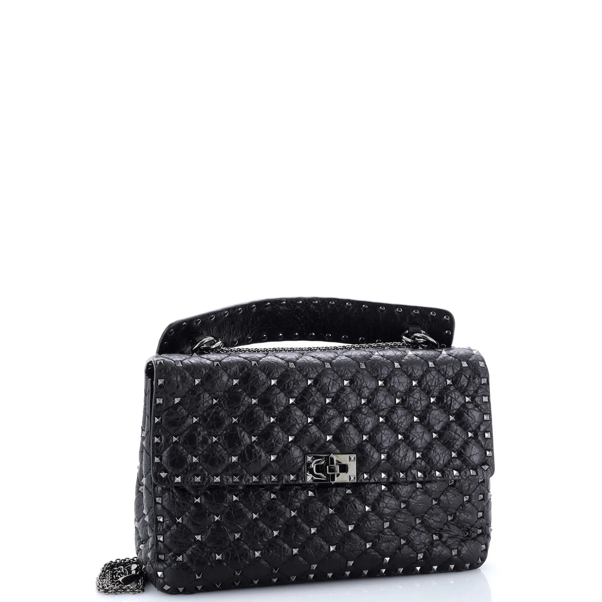 Rockstud Spike Flap Bag Quilted Leather Large - Deep Luxury