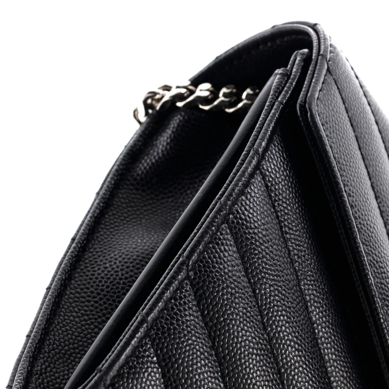Classic Monogram Wallet on Chain Matelasse Chevron Leather Medium - Deep Luxury