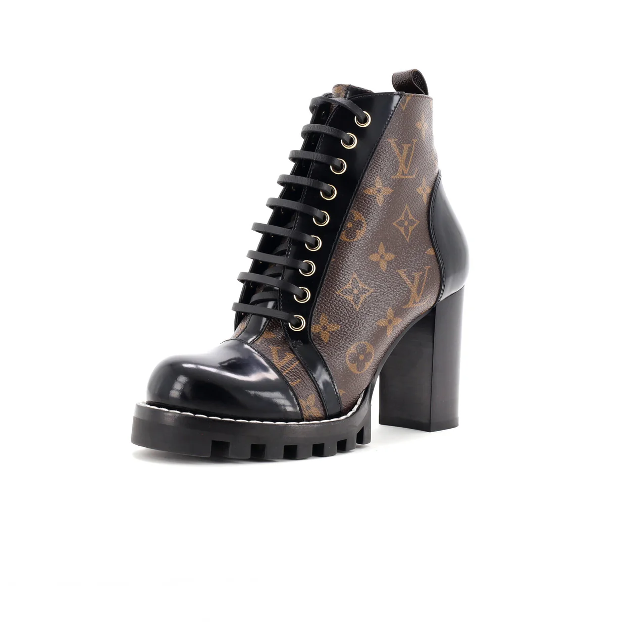 Women's Star Trail Ankle Boots Monogram Canvas with Patent - Deep Luxury
