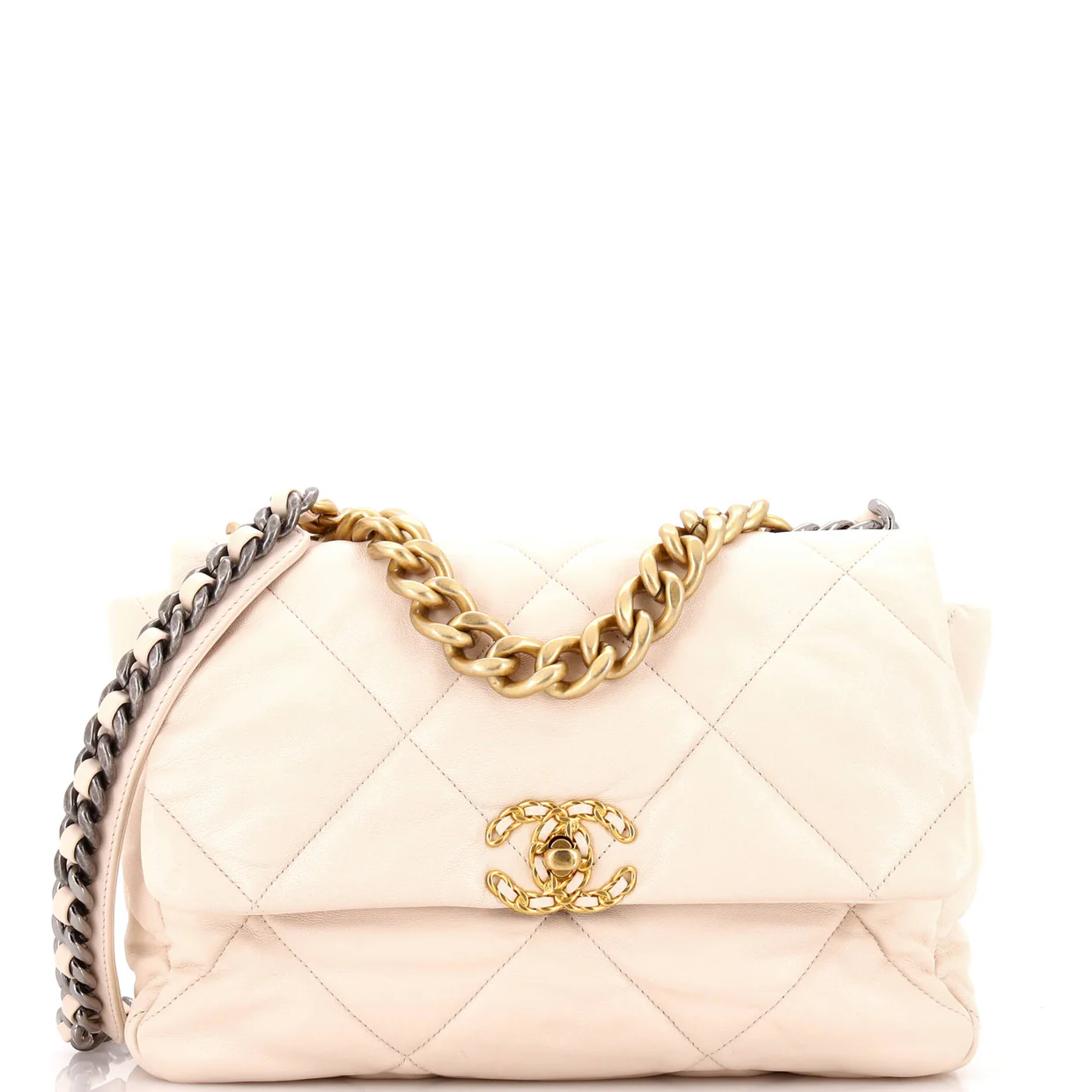 19 Flap Bag Quilted Leather Large - Deep Luxury