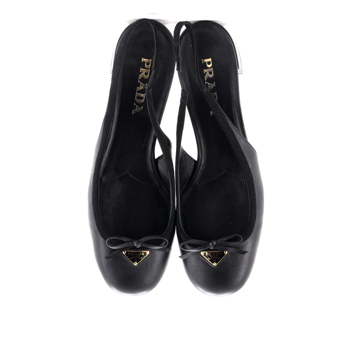 Women's Bow Triangle Logo Slingback Pumps Leather - Deep Luxury