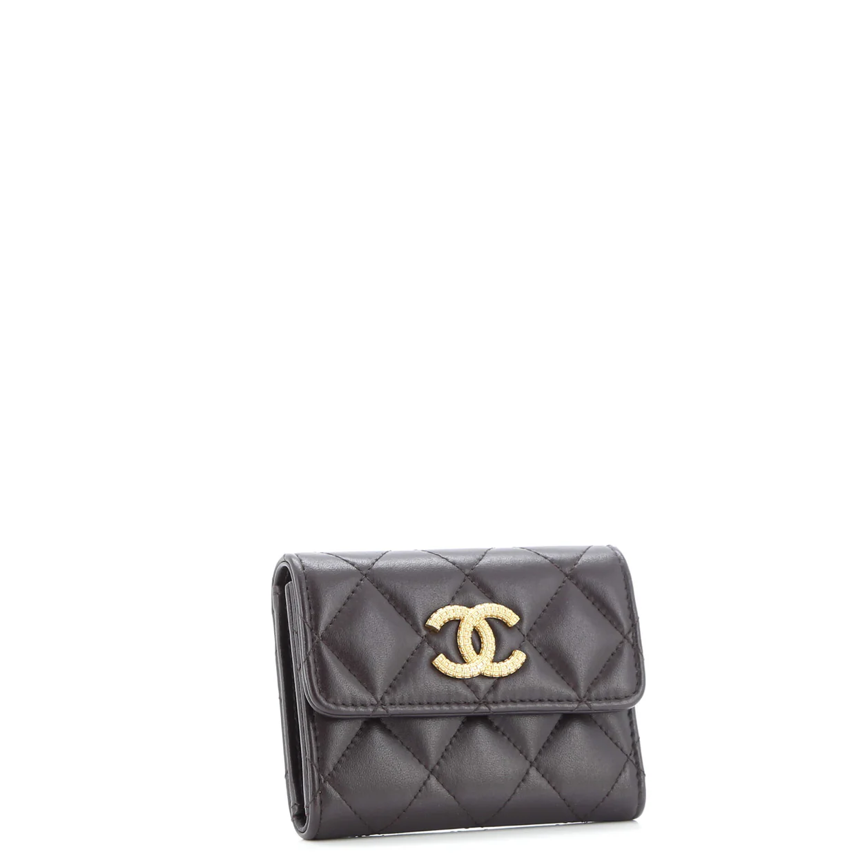 Textured CC Flap Wallet Quilted Lambskin Small - Deep Luxury