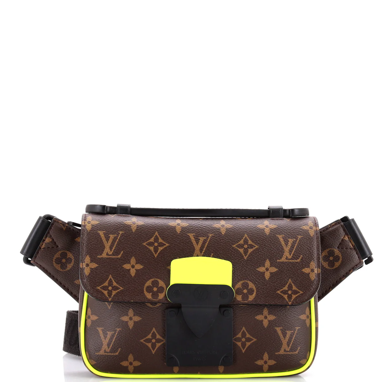 S Lock Sling Bag Macassar Monogram Canvas - Deep Luxury
