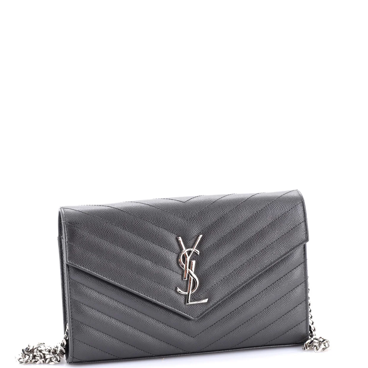 Classic Monogram Wallet on Chain Matelasse Chevron Leather Medium - Deep Luxury