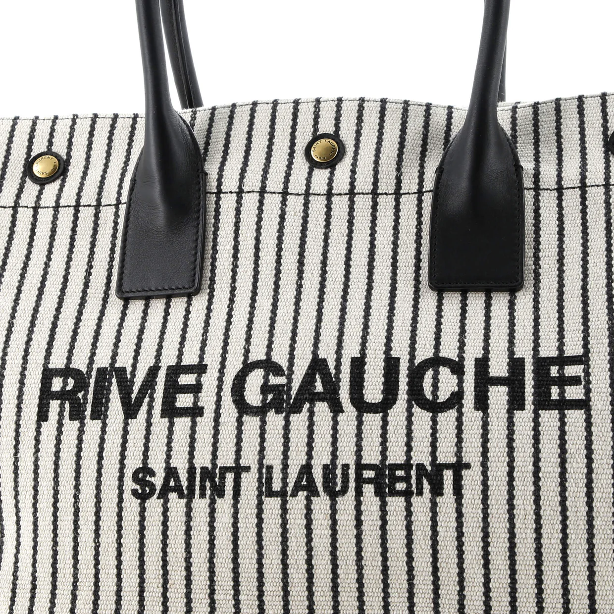 Rive Gauche Shopper Tote Striped Canvas Small - Deep Luxury