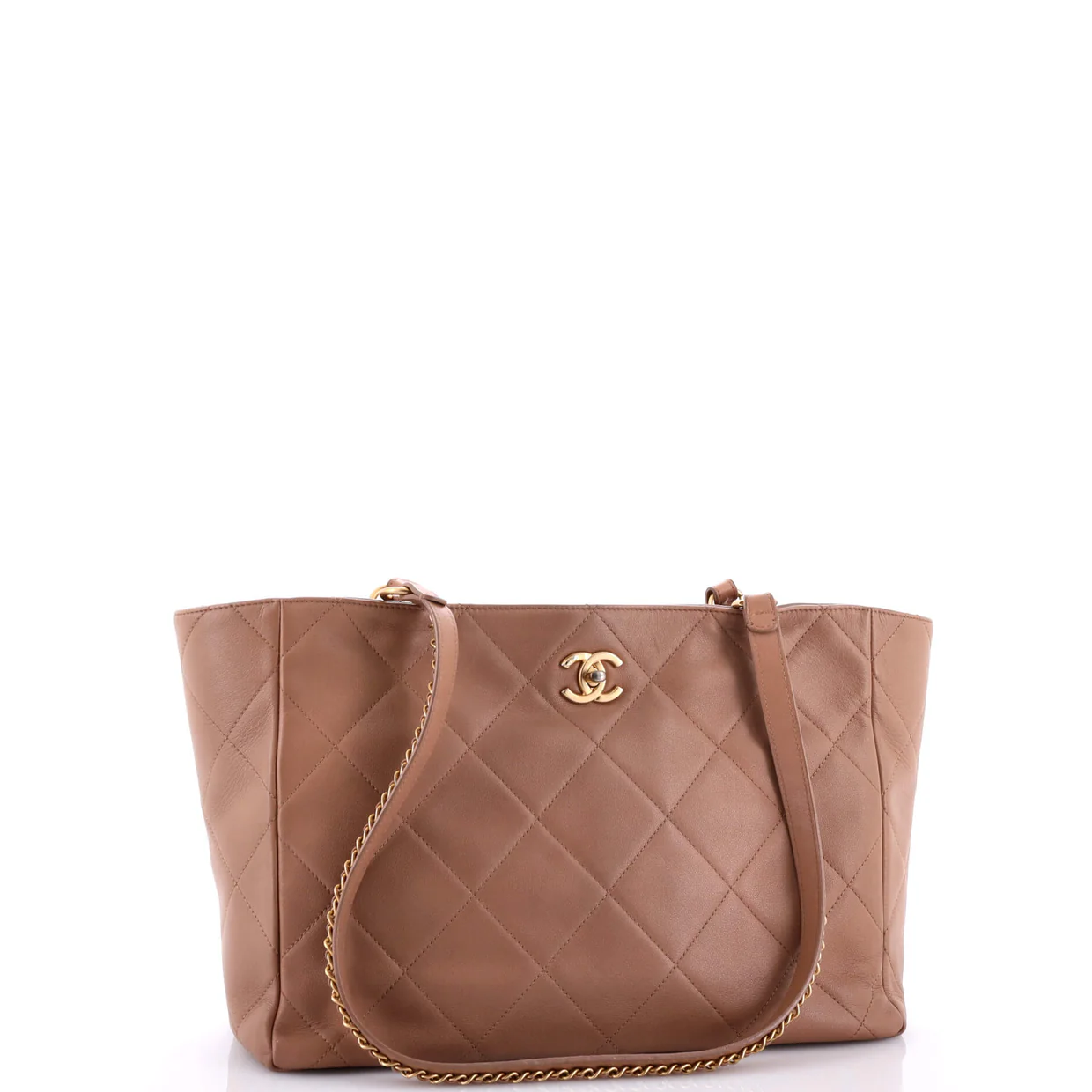 Turnlock CC Chain Shopping Tote Quilted Lambskin Medium - Deep Luxury