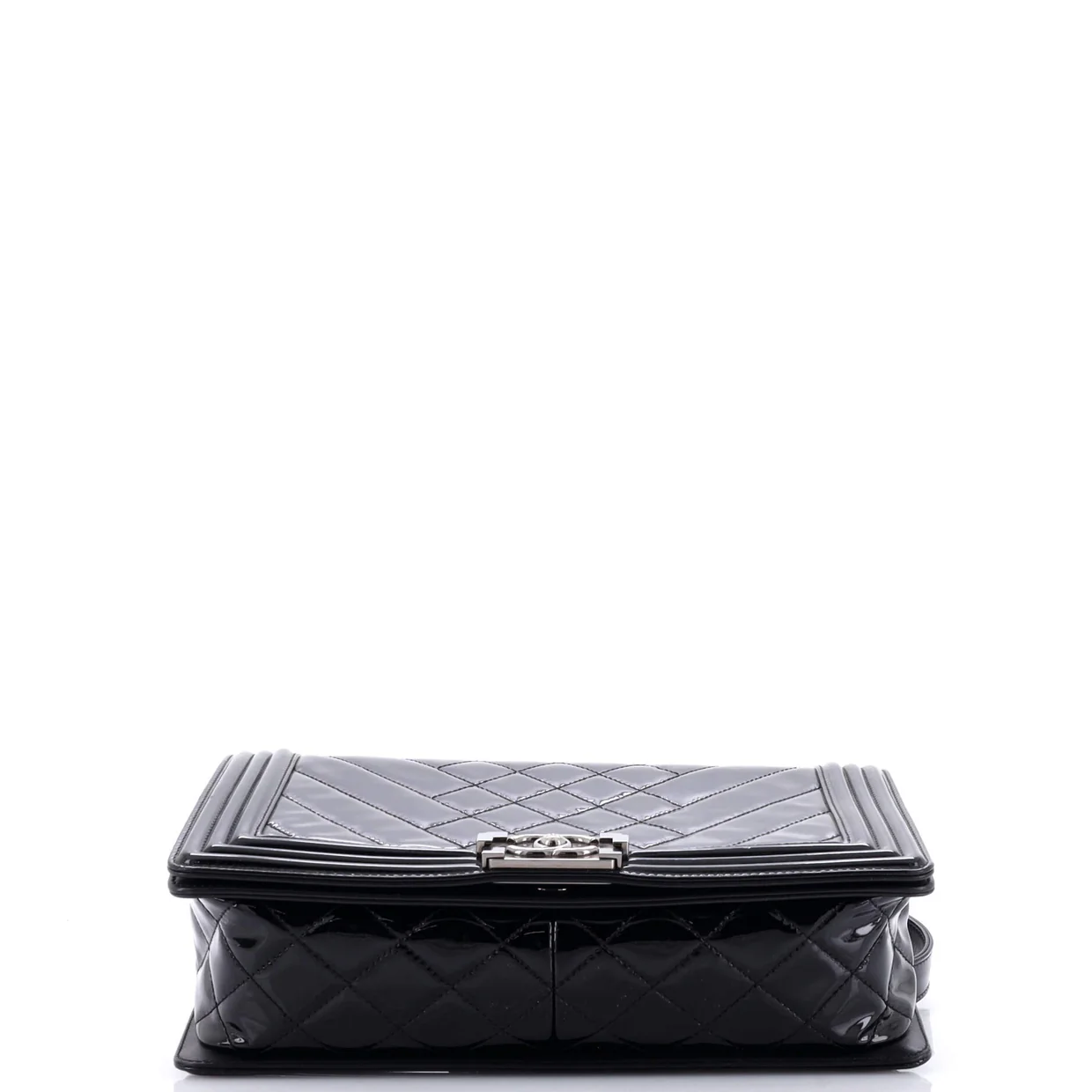 Boy Flap Bag Chevron Patent New Medium - Deep Luxury