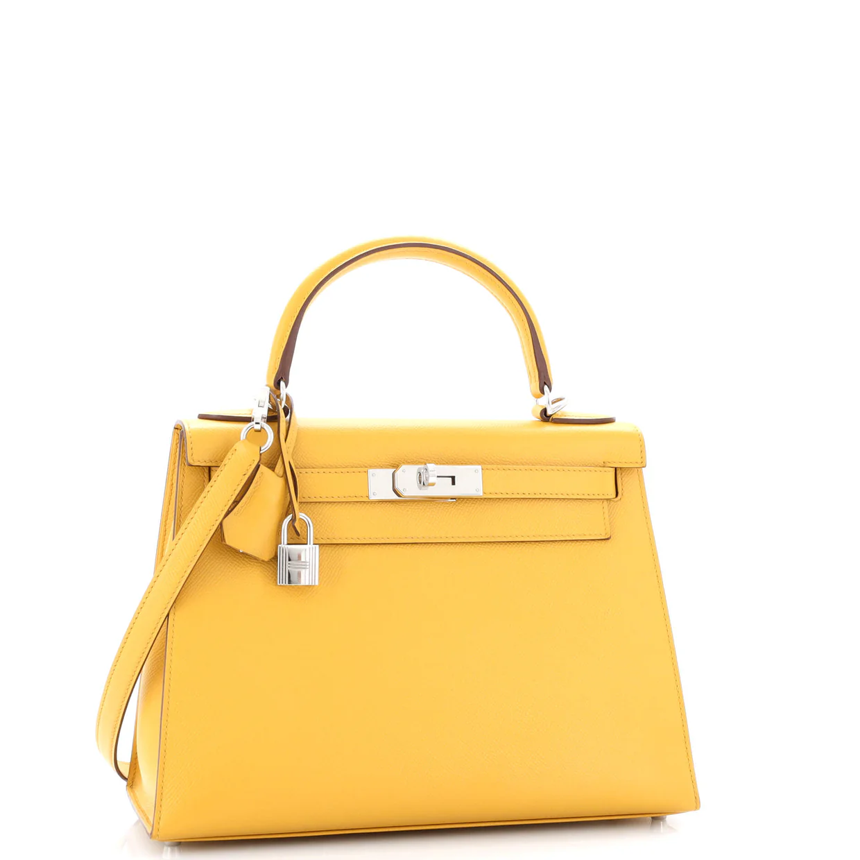 Kelly Handbag Jaune Ambre Epsom with Palladium Hardware 28 - Deep Luxury