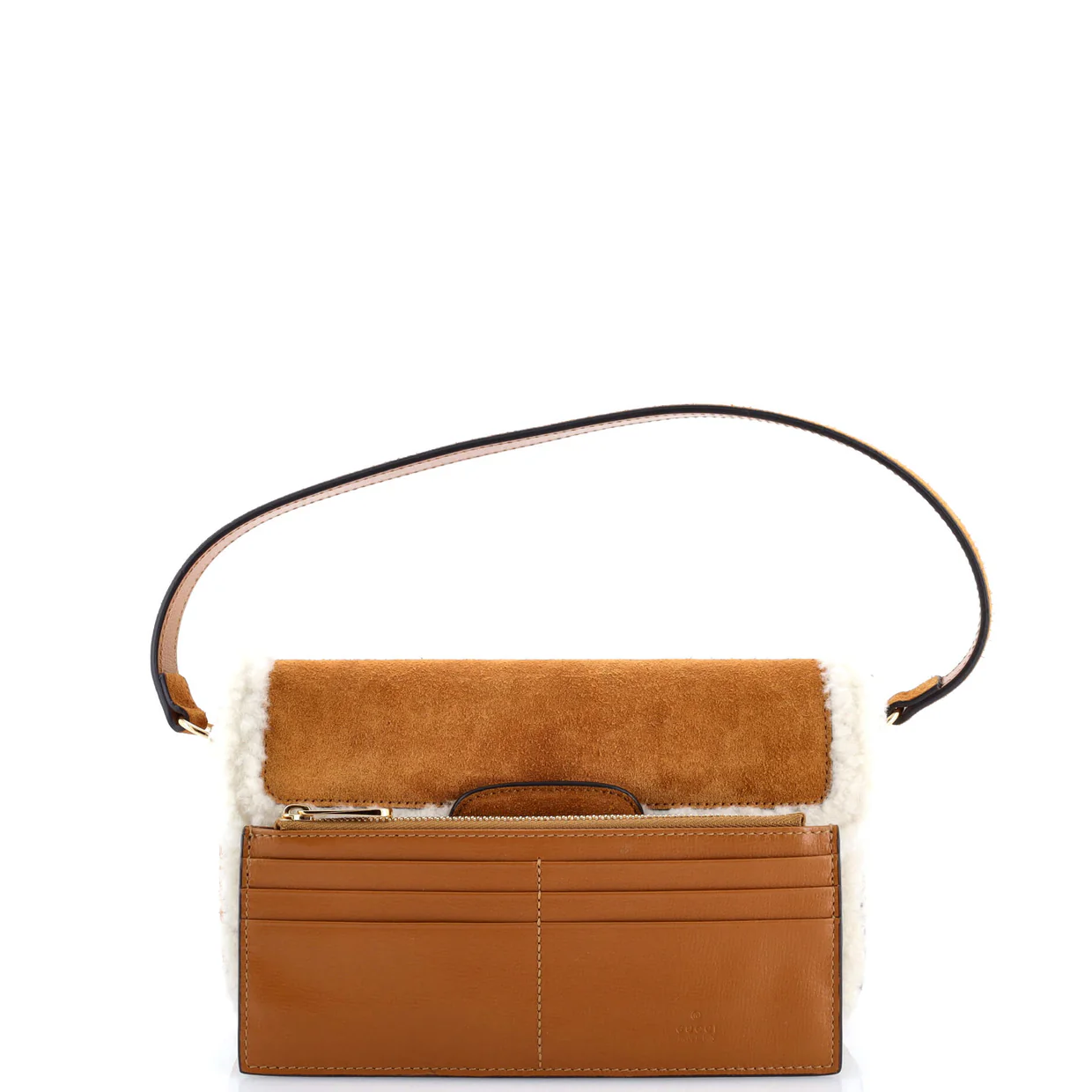 Horsebit 1955 Shoulder Bag Suede with Shearling Mini - Deep Luxury