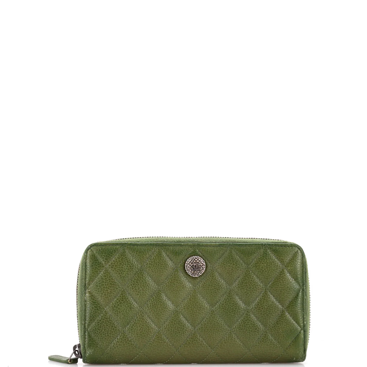 CC Medallion Zip Wallet Quilted Caviar Long - Deep Luxury