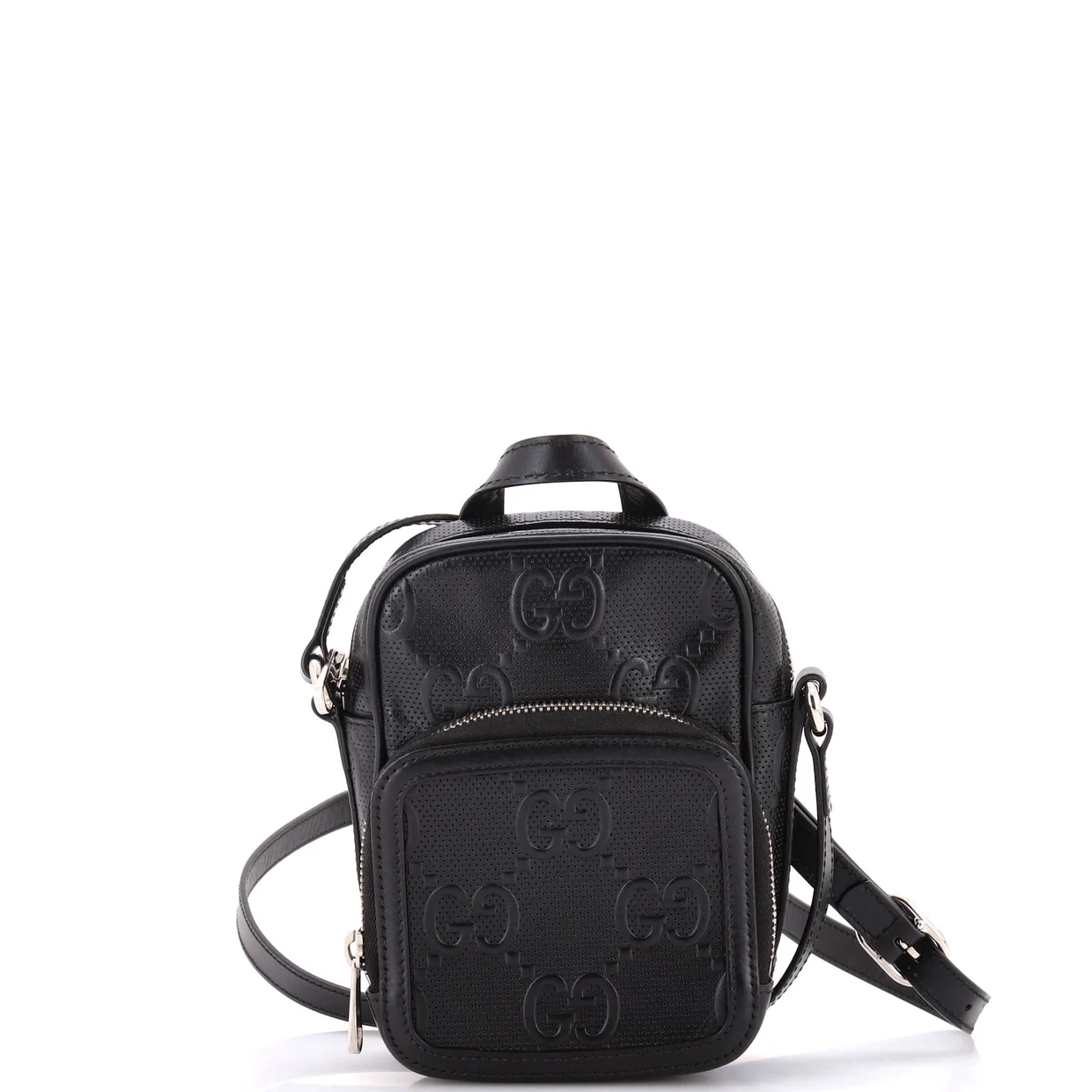 Top Handle Crossbody Bag GG Embossed Perforated Leather Mini - Deep Luxury