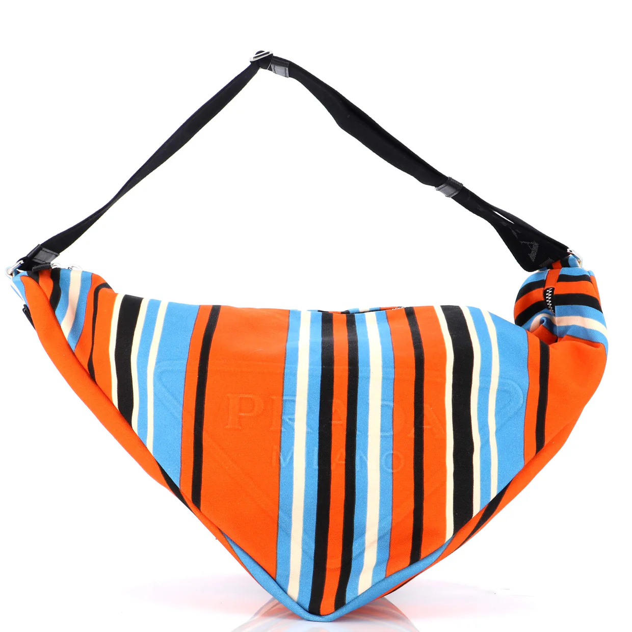 Triangle Logo Zip Crossbody Bag Printed Canvas Large - Deep Luxury