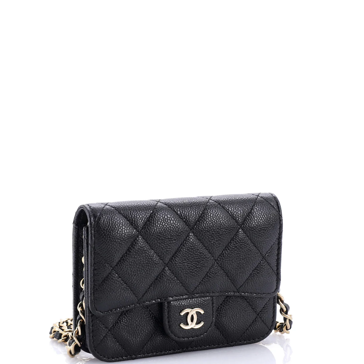 Classic Flap Clutch with Chain Quilted Caviar Small - Deep Luxury