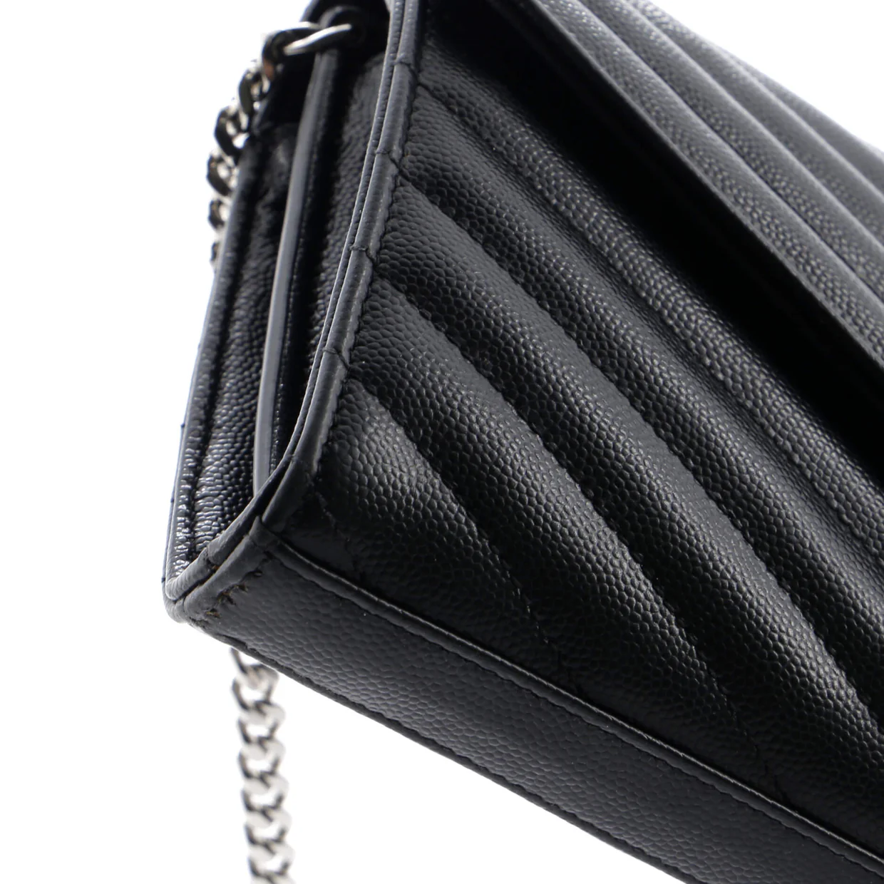 Classic Monogram Wallet on Chain Matelasse Chevron Leather Medium - Deep Luxury