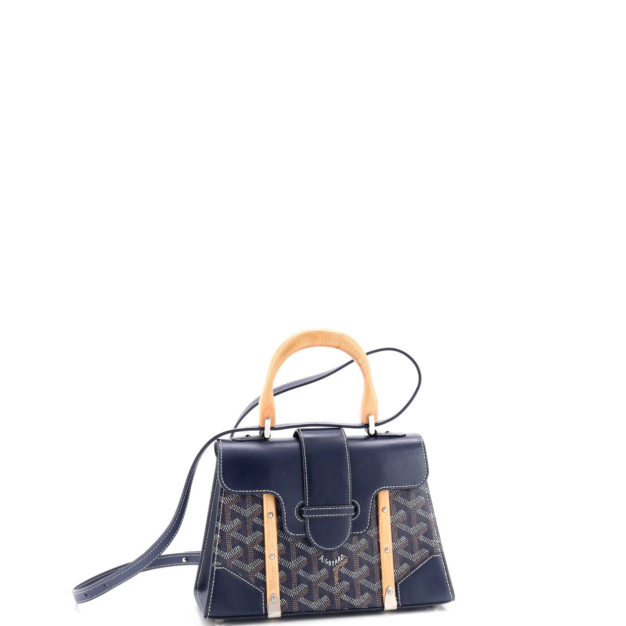 Structured Saigon Top Handle Bag Coated Canvas with Leather Mini - Deep Luxury