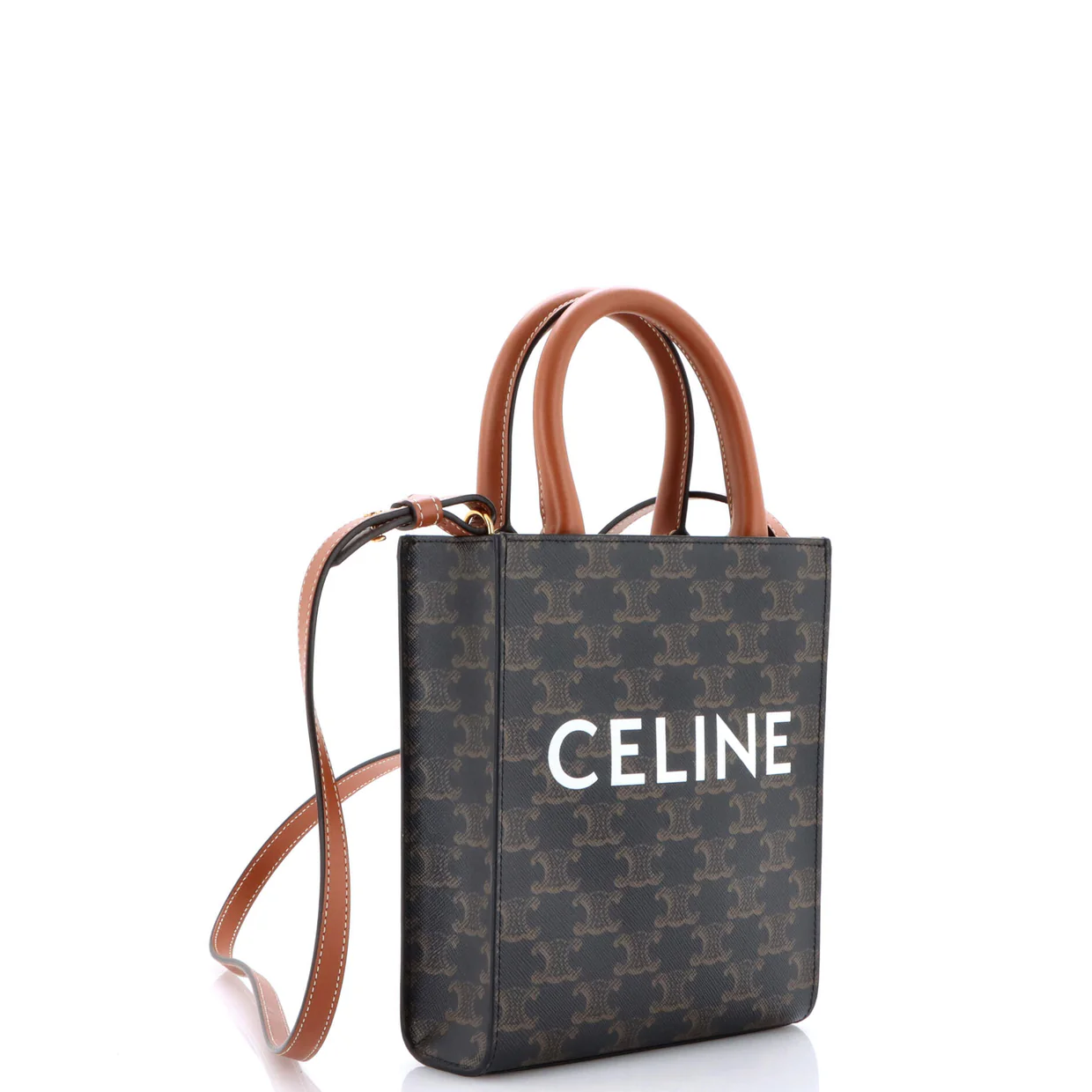 Vertical Cabas Tote Triomphe Coated Canvas Mini - Deep Luxury