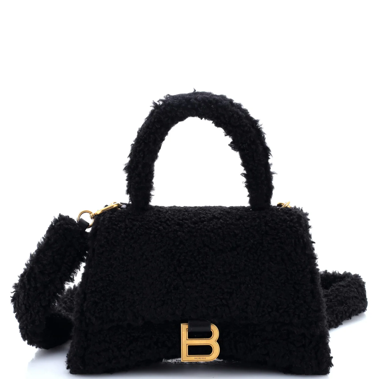 Fluffy Hourglass Top Handle Bag Faux Fur Small - Deep Luxury