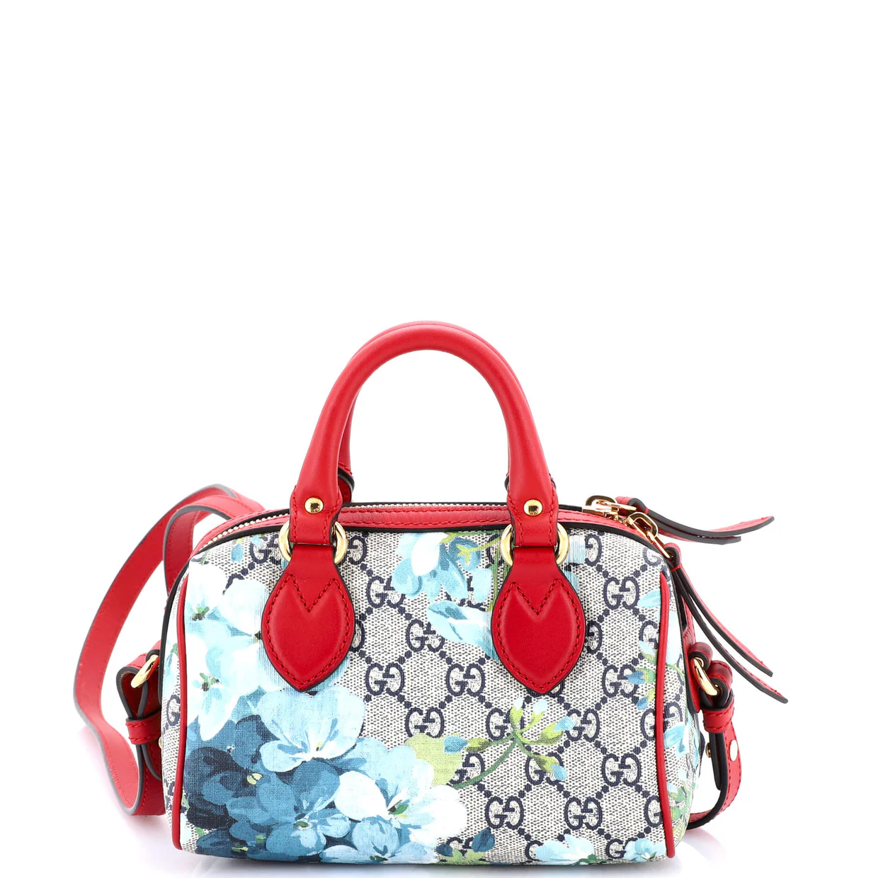 Convertible Boston Bag Blooms Print GG Coated Canvas Nano - Deep Luxury