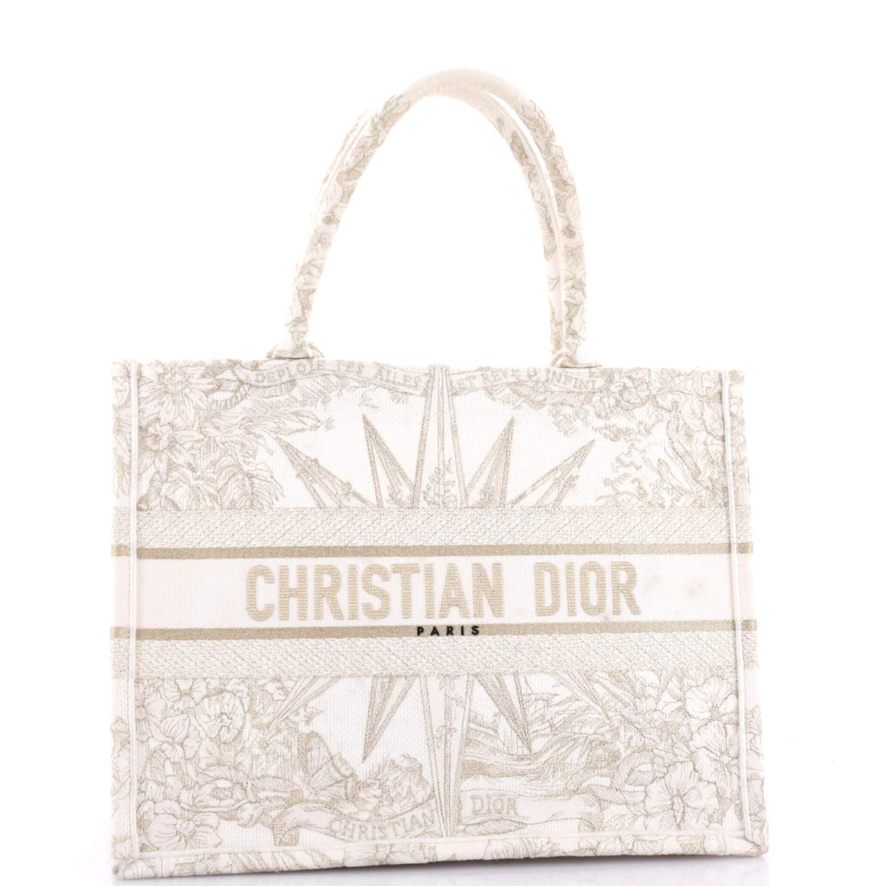 Book Tote Embroidered Canvas Medium - Deep Luxury