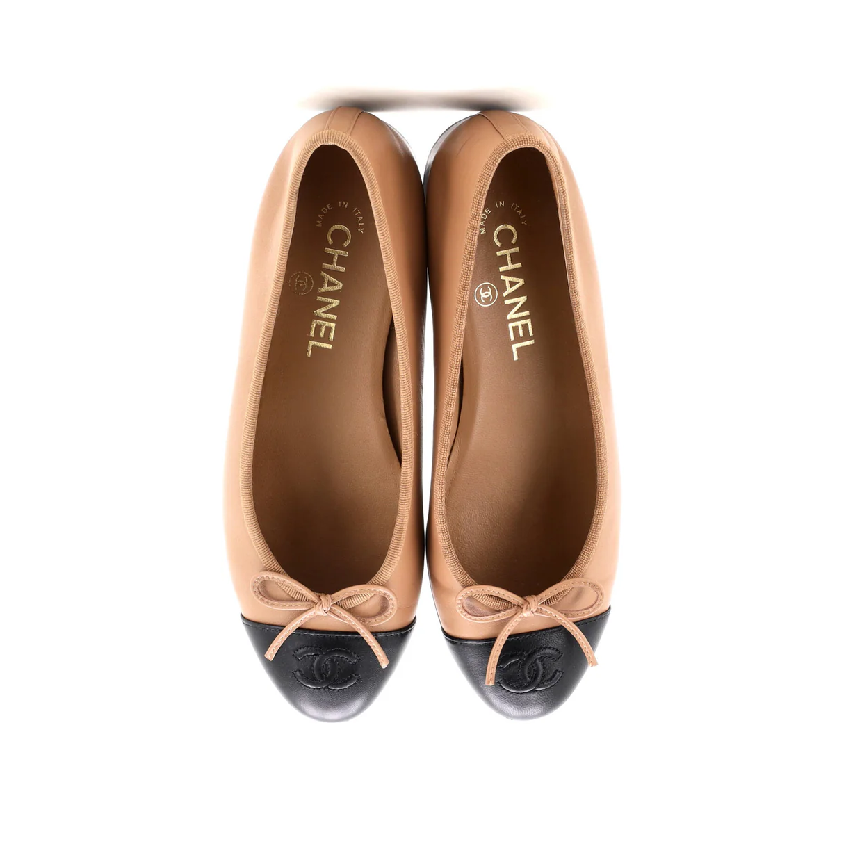 Women's CC Cap Toe Bow Ballerina Flats Leather - Deep Luxury