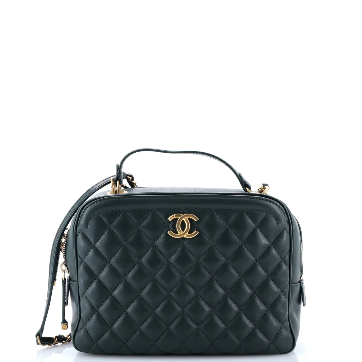 CC Top Handle Vanity Case Quilted Calfskin Medium - Deep Luxury