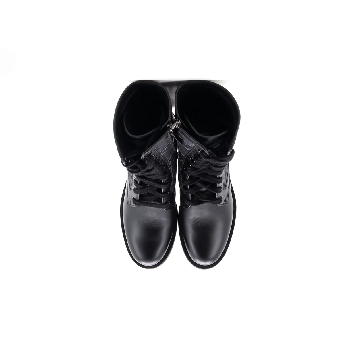 Women's Combat Boots FF Karligraphy Canvas with Leather - Deep Luxury