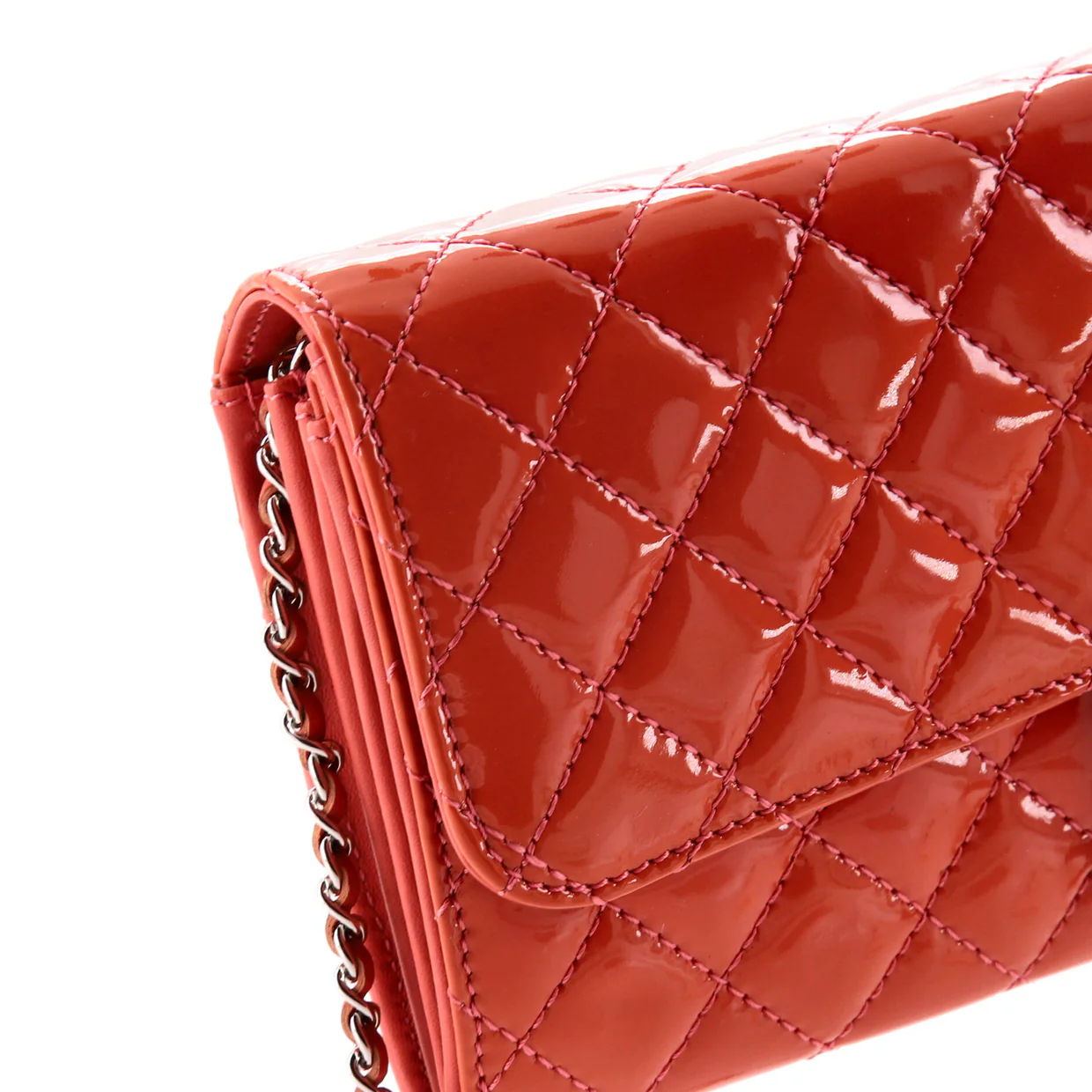 Brilliant Wallet on Chain Clutch Quilted Patent East West - Deep Luxury