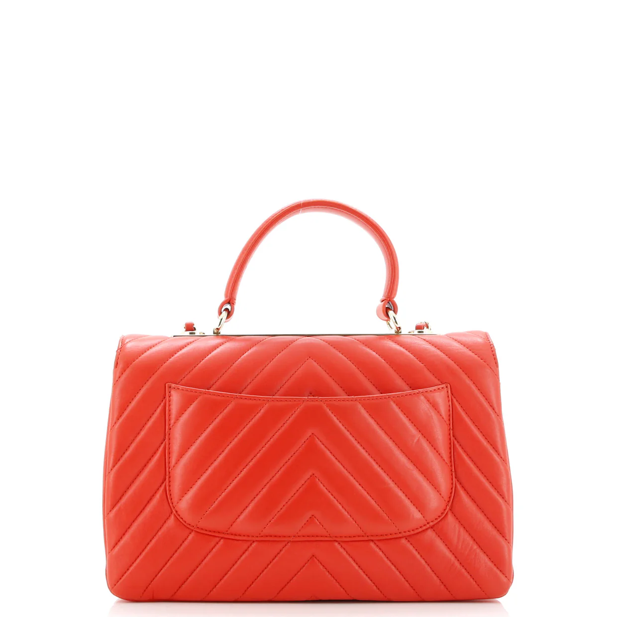 Trendy CC Top Handle Bag Chevron Lambskin Medium - Deep Luxury