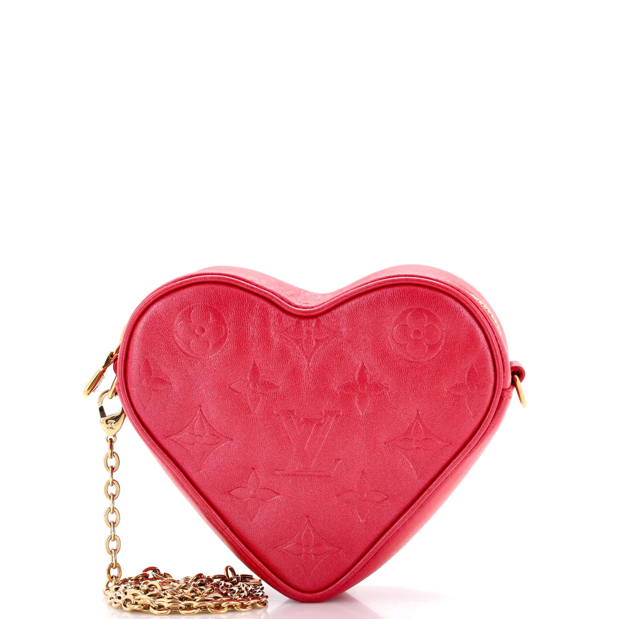 Coeur Heart on Chain Bag Monogram Embossed Lambskin - Deep Luxury