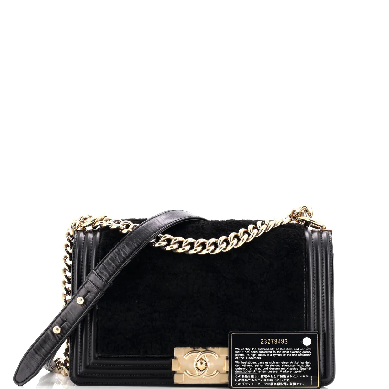 Boy Flap Bag Shearling with Leather Old Medium - Deep Luxury