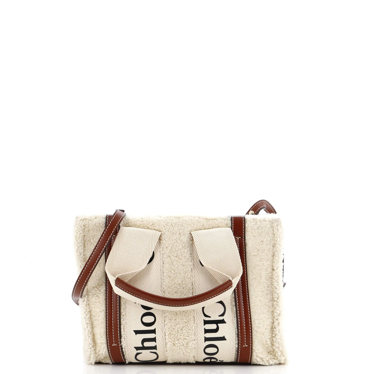 Woody Tote Shearling with Leather Small - Deep Luxury