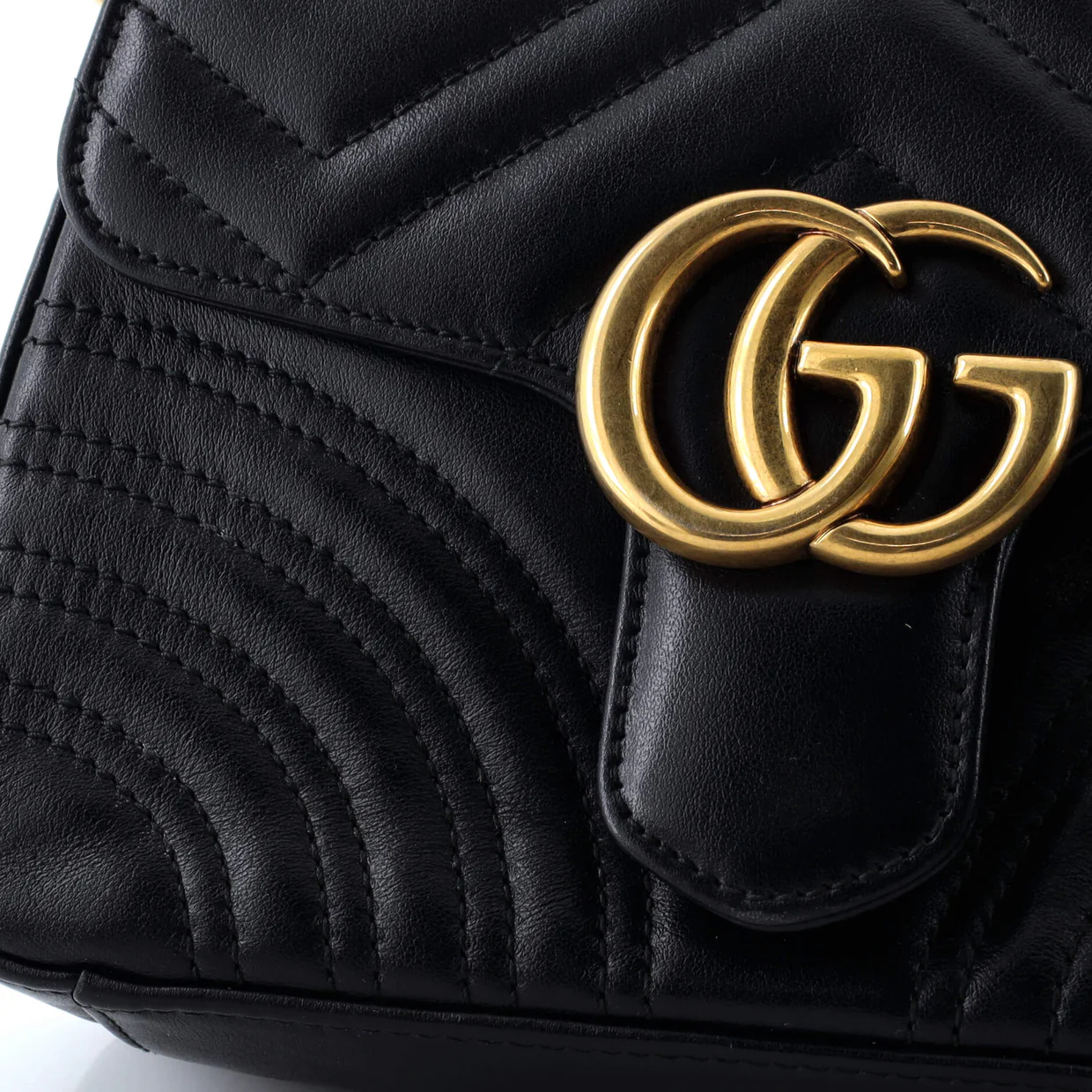 GG Marmont Top Handle Flap Bag Matelasse Leather Mini - Deep Luxury