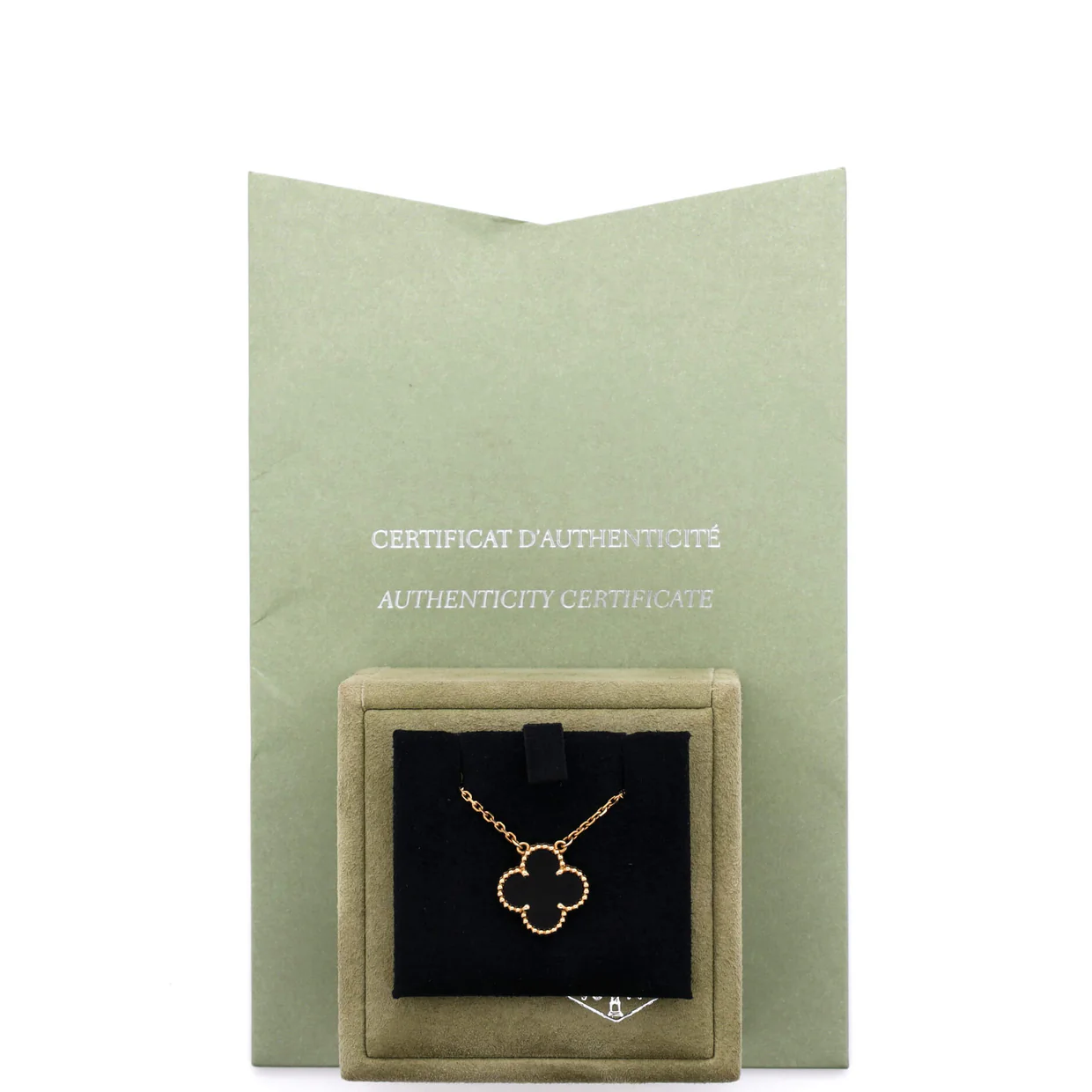 Vintage Alhambra Pendant Necklace 18K Yellow Gold and Onyx - Deep Luxury