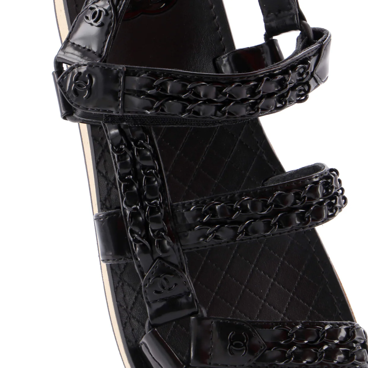 Women's Chain CC Slingback Sandals Quilted Leather with Cork - Deep Luxury
