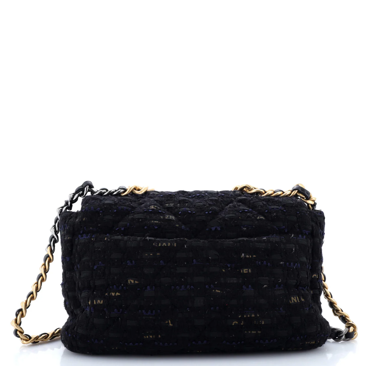 19 Flap Bag Quilted Tweed and Ribbon Large - Deep Luxury