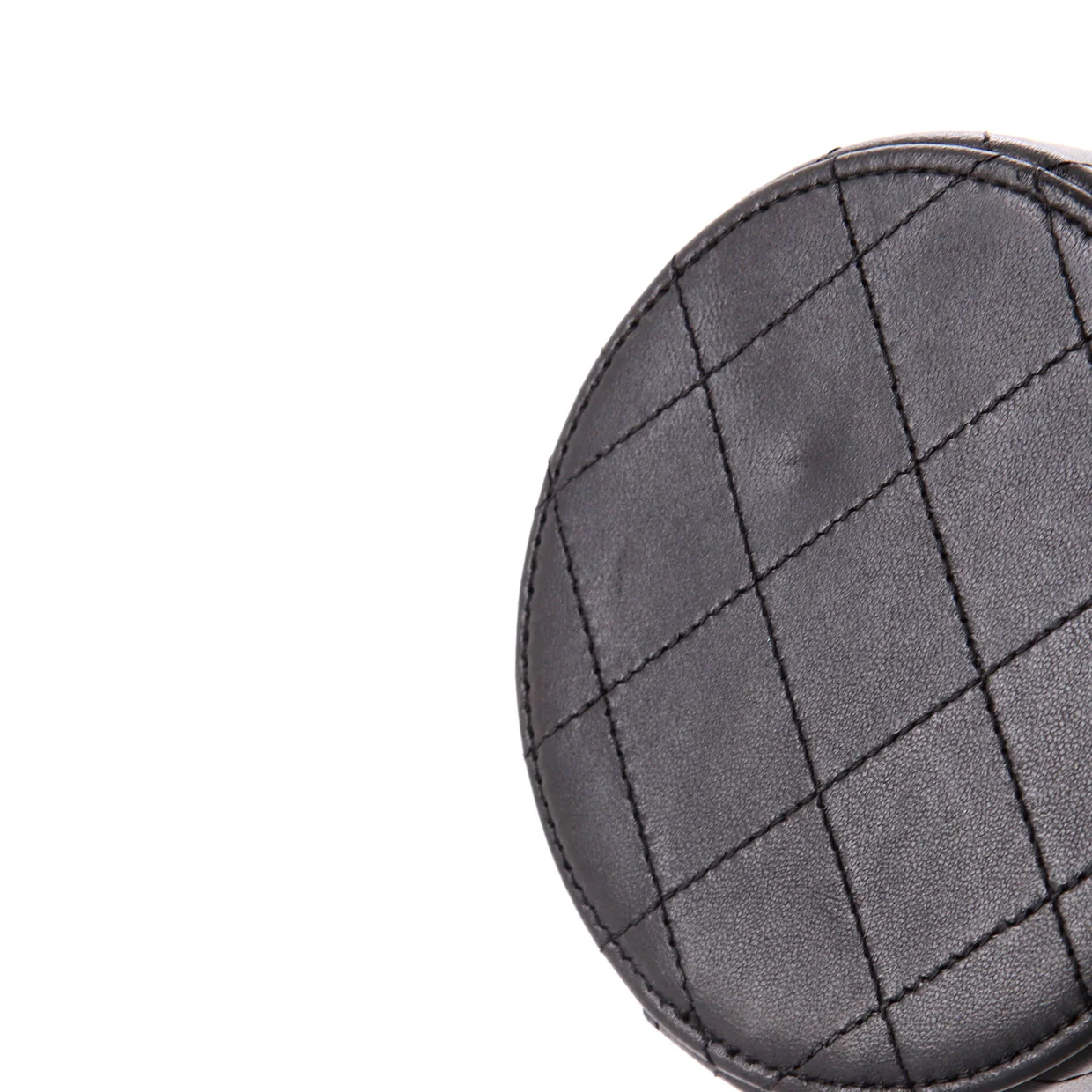 CC Round Vanity Case with Chain Quilted Lambskin Mini - Deep Luxury