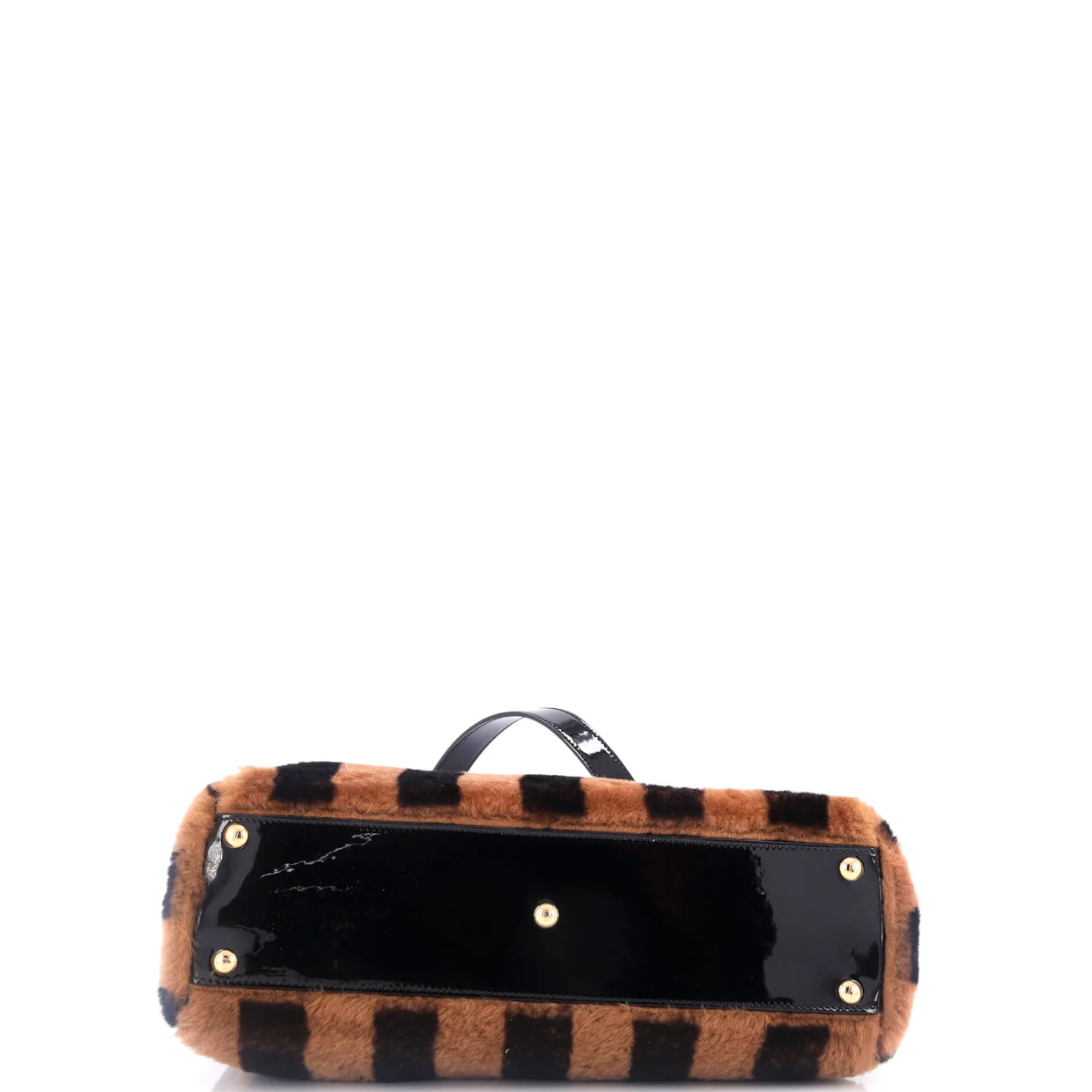 Peekaboo Bag Striped Shearling with Patent Medium - Deep Luxury