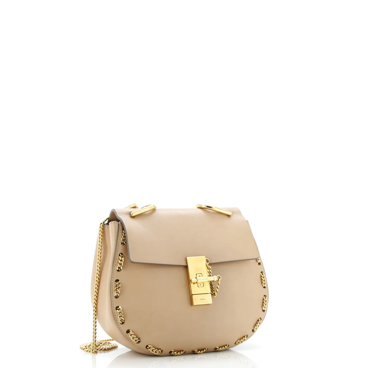 Drew Crossbody Bag Chain Embellished Leather Small - Deep Luxury