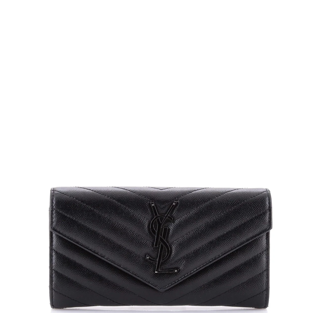 Classic Monogram Flap Wallet Matelasse Chevron Leather Large - Deep Luxury