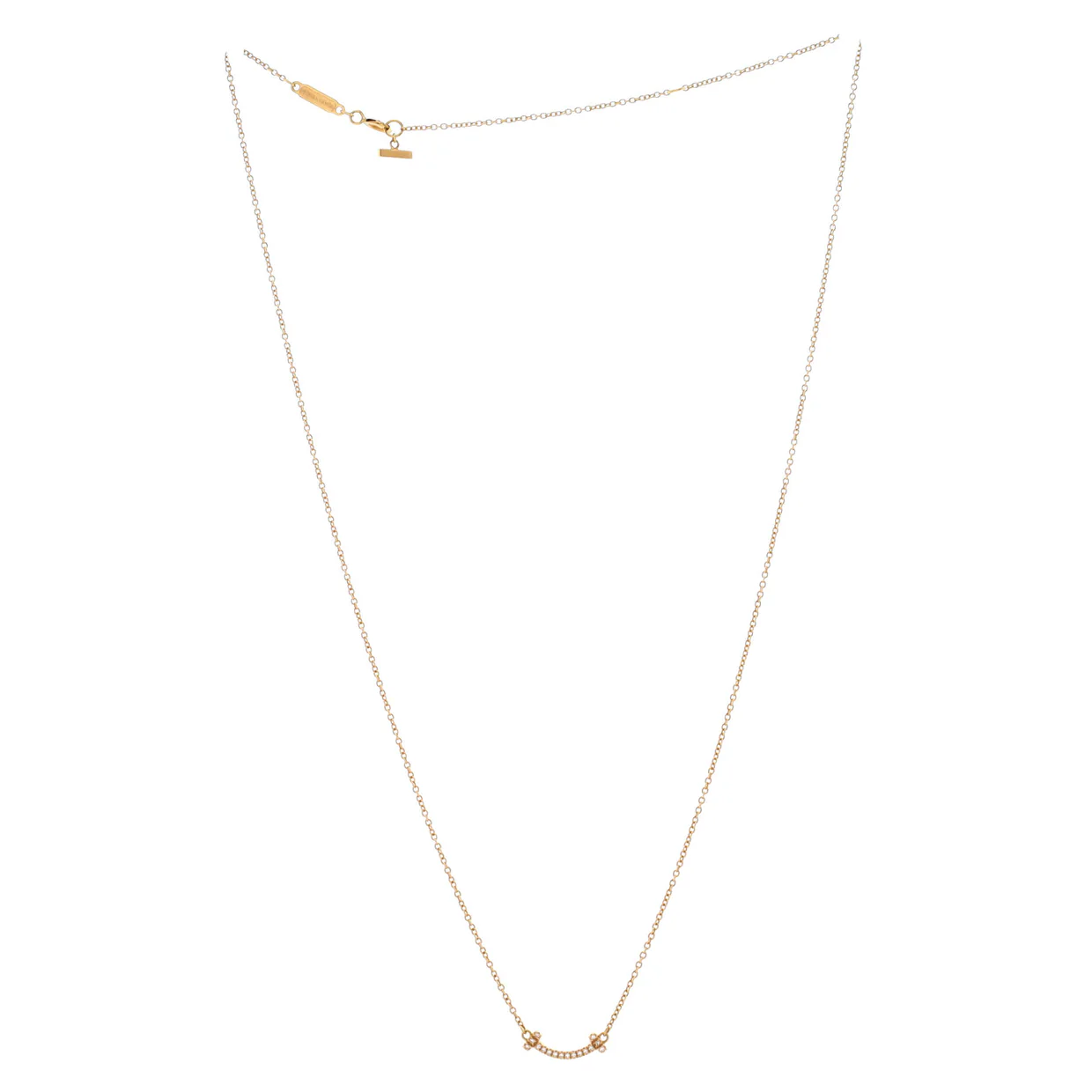 T Smile Pendant Necklace 18K Yellow Gold with Diamonds Mini - Deep Luxury