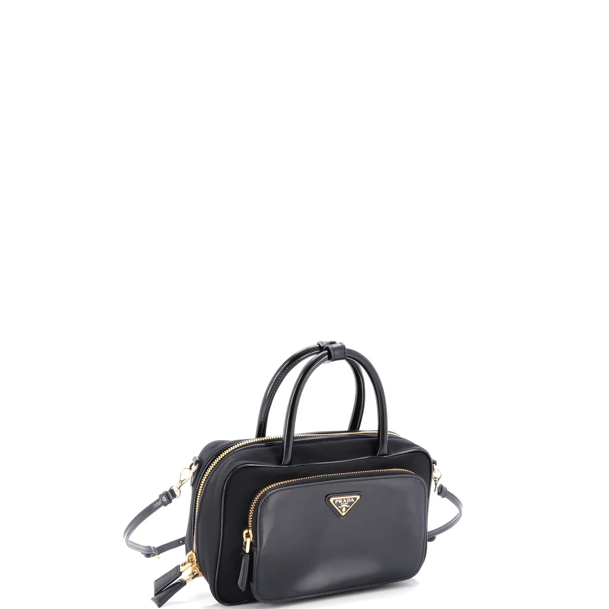 Front Pocket Zip Around Bowler Tessuto with Leather Small - Deep Luxury