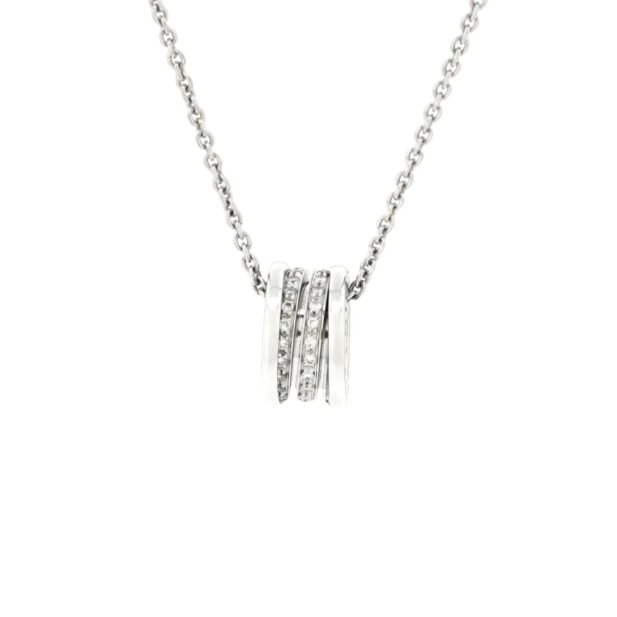B.Zero1 Pendant Necklace 18K White Gold with Diamonds - Deep Luxury