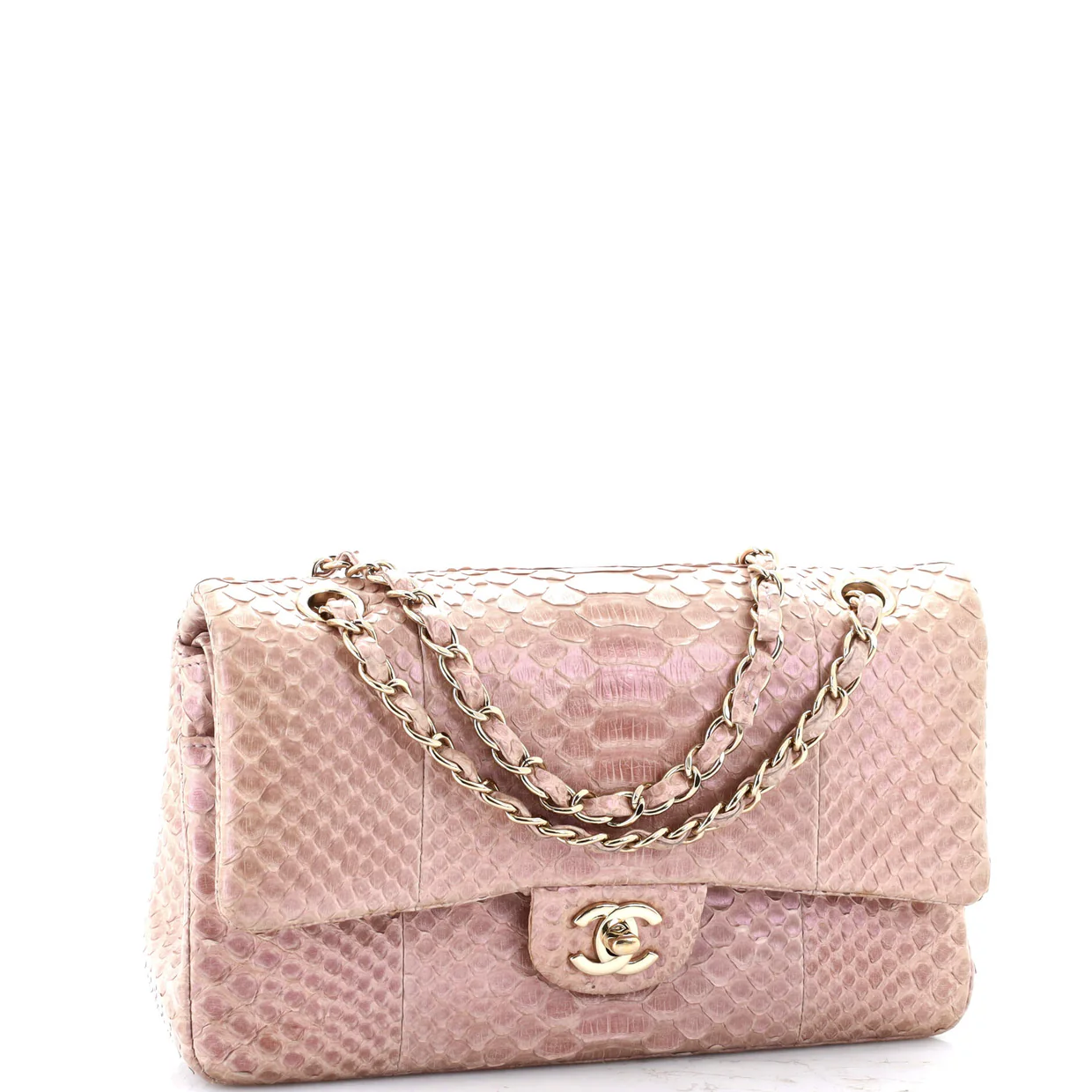 Classic Double Flap Bag Iridescent Python Medium - Deep Luxury