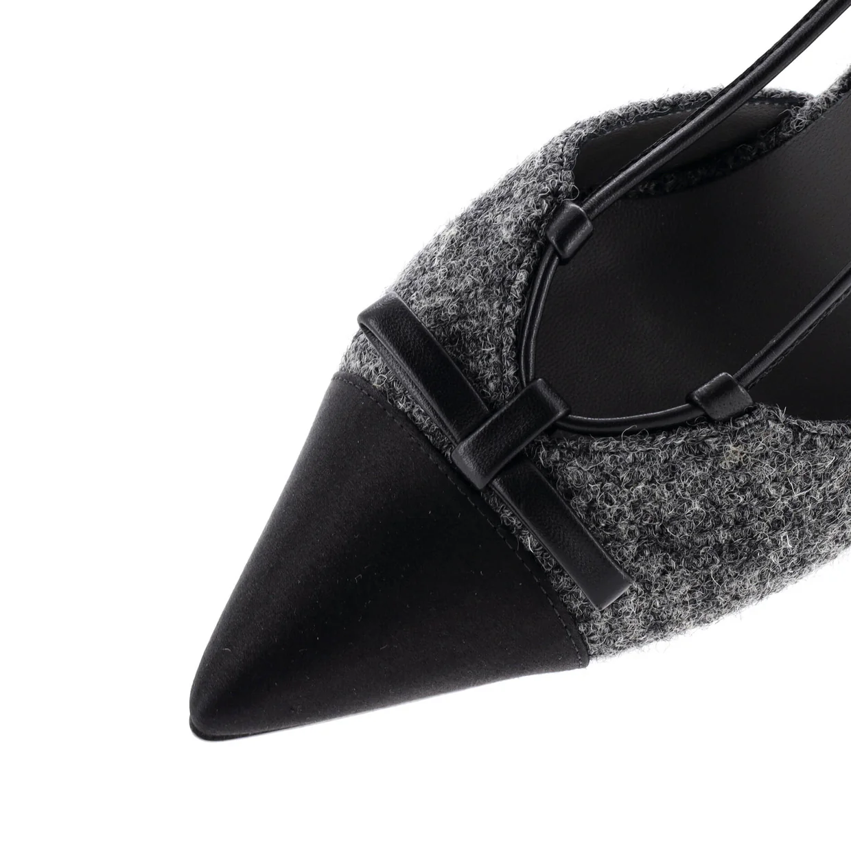 Women's CC Cap Toe Bow Slingback Pumps Tweed and Satin - Deep Luxury