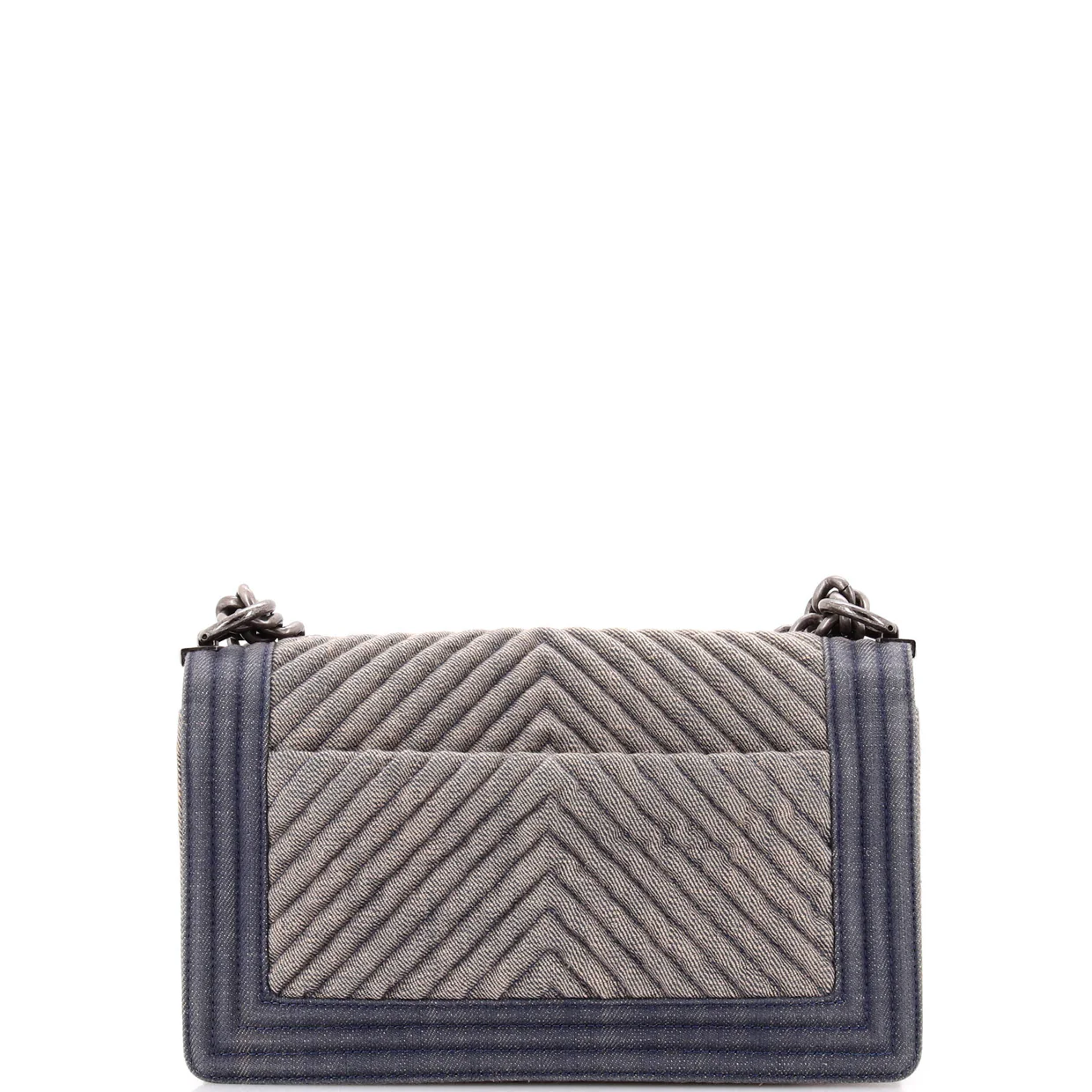 Boy Flap Bag Chevron Denim Old Medium - Deep Luxury