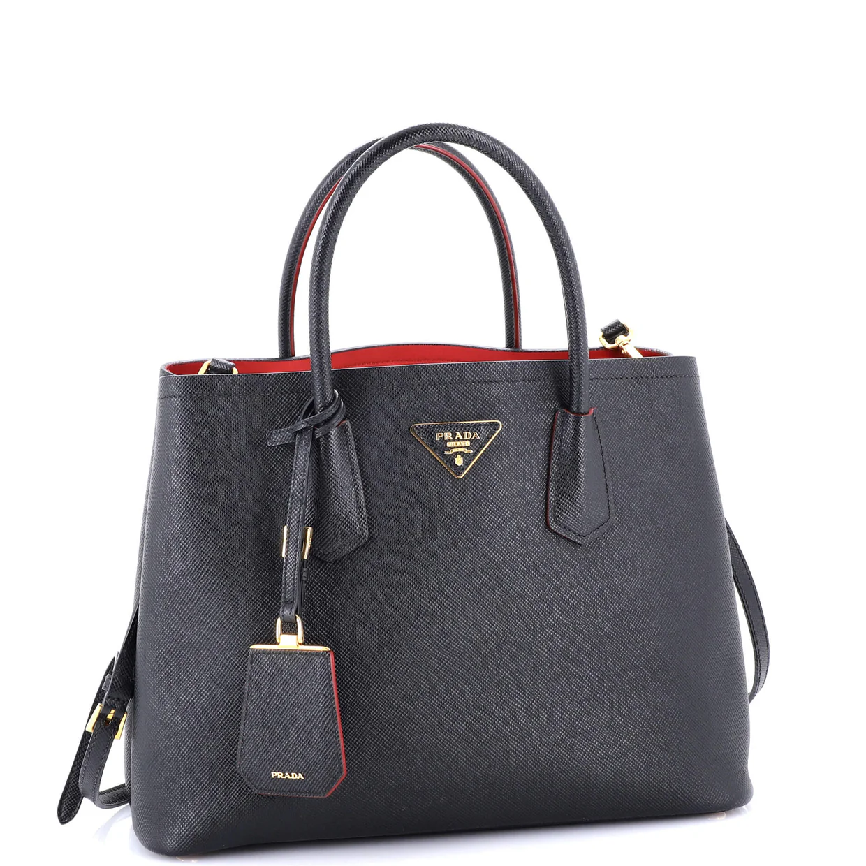 Cuir Double Tote Saffiano Leather Medium - Deep Luxury