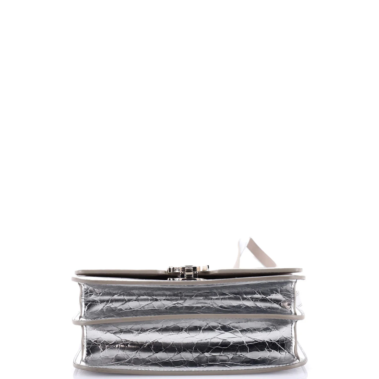 TB Flap Bag Embossed Metallic Leather Small - Deep Luxury